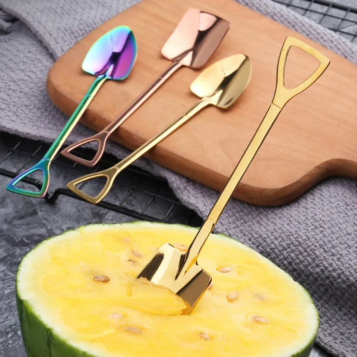 Creative Stainless Steel Shovel Spoons for Dessert & Coffee