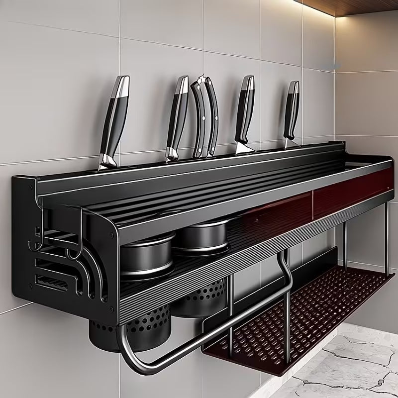 Metal Wall-Mounted 2-Tier Kitchen Organizer Rack | Space-Saving Kitchen Storage Shelf