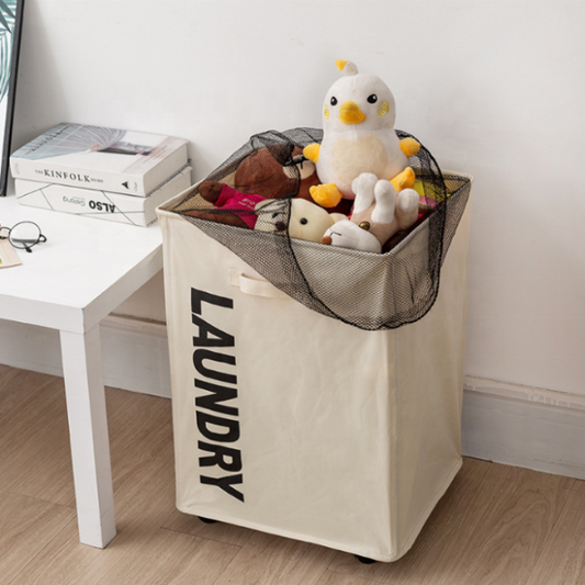 Large Laundry Basket with Wheels & Handles