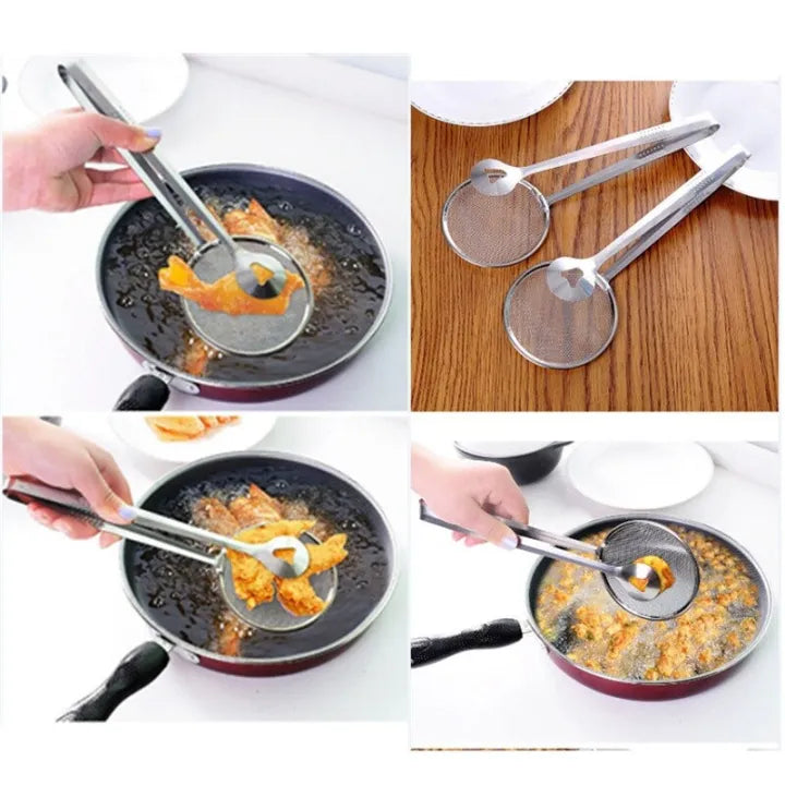 2-in-1 Oil Frying Spoon & Strainer Tongs