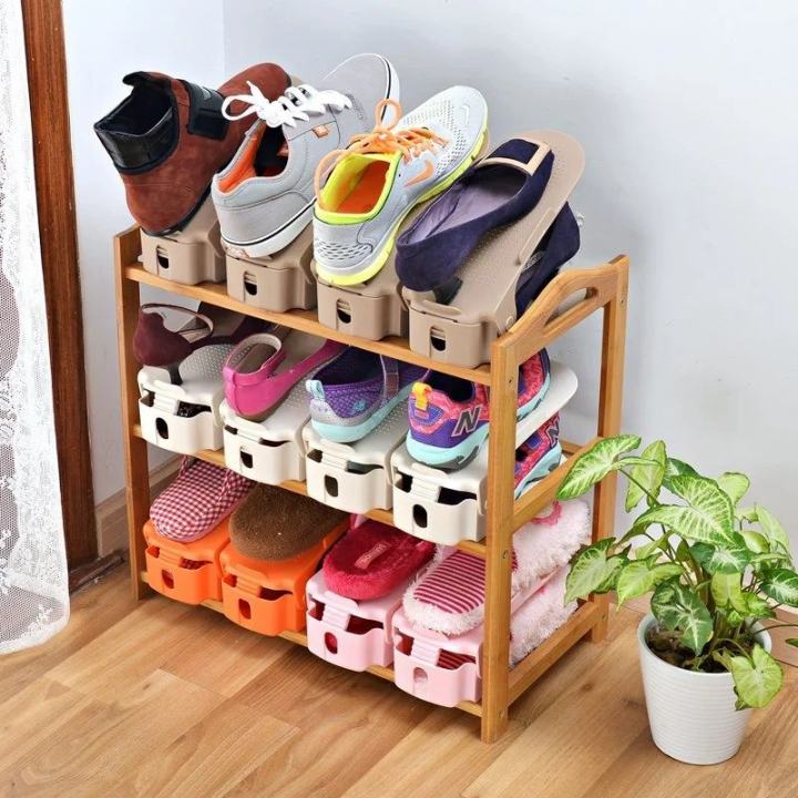 Adjustable Double-Layer Shoe Rack Stand Space-Saving Organizer