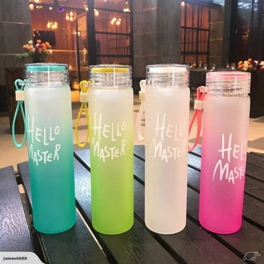 Hello Master Glass Water Bottle With Nylon Sleeve