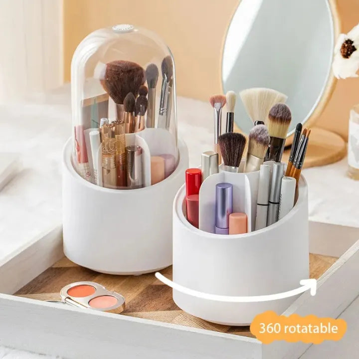 360Β° Rotating Transparent Makeup Brush & Jewelry Organizer