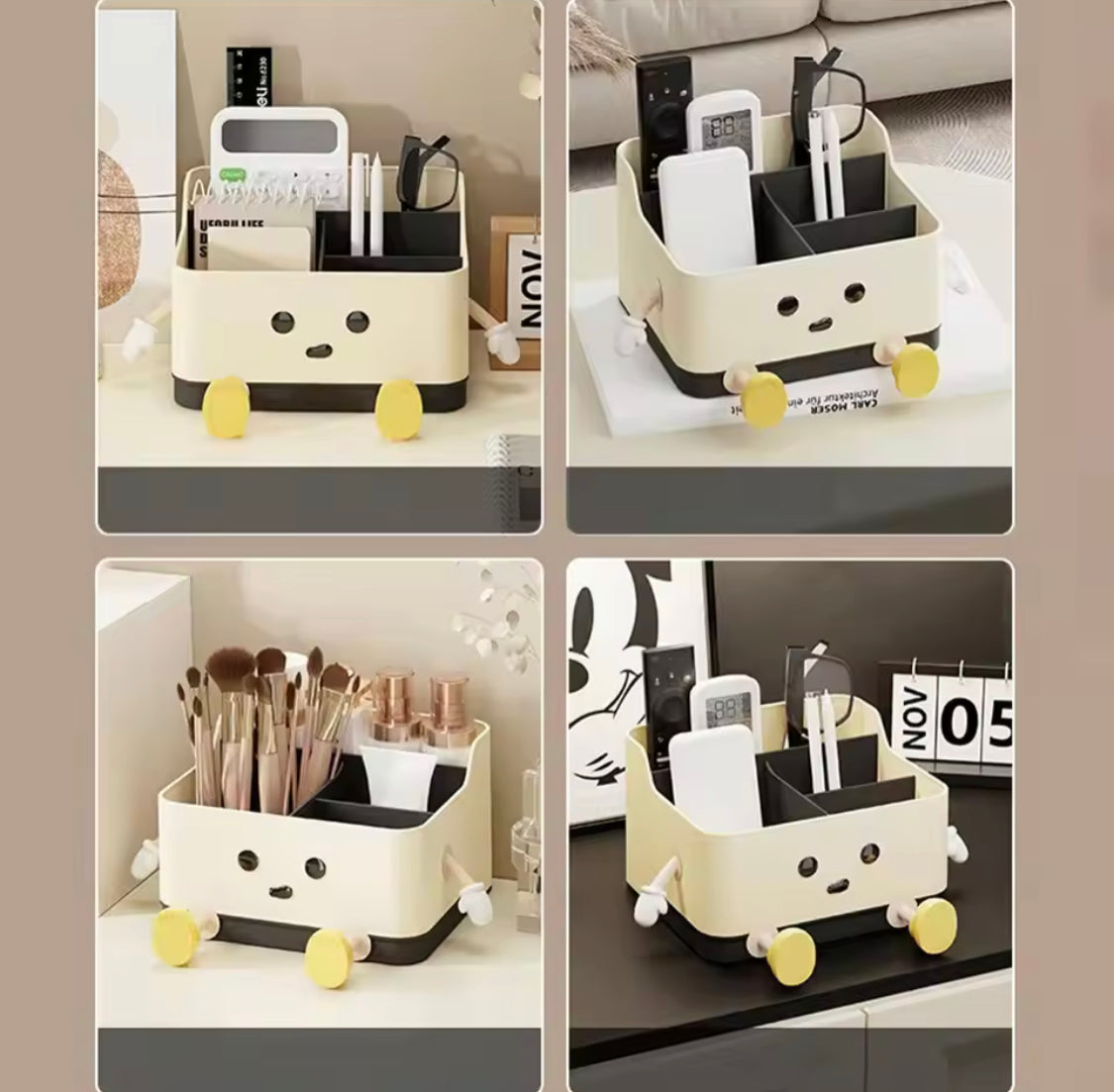 Cartoon Style Multi-Grid Cosmetic Storage Box