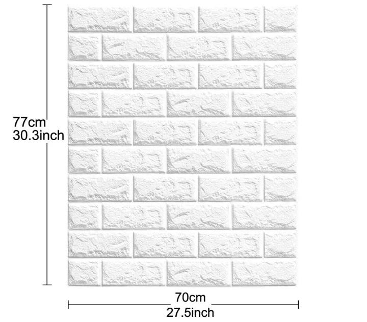 3D Self-Adhesive Tile Brick Wallpaper Waterproof PE Foam Panel 70x77cm
