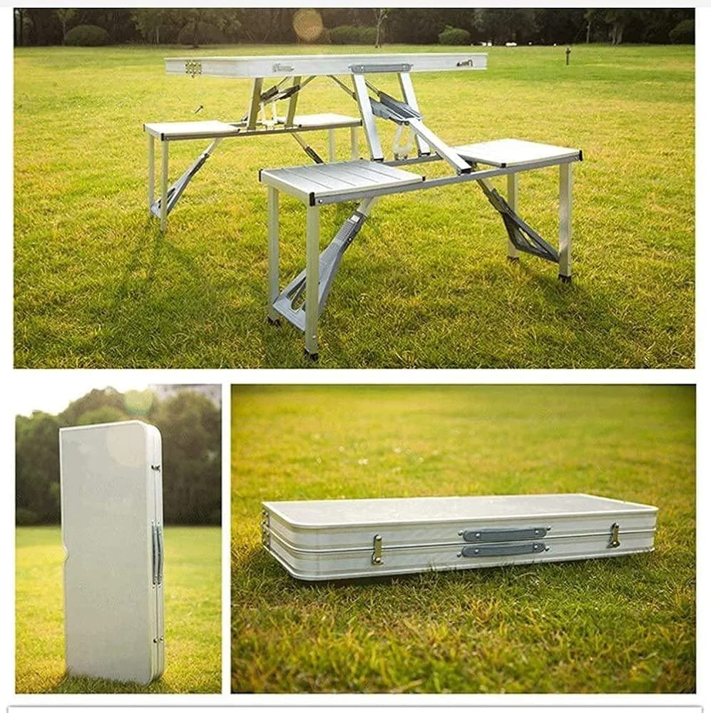 Portable Folding Camping Table Set with 4 Chairs – Aluminum Alloy, Lightweight & Compact