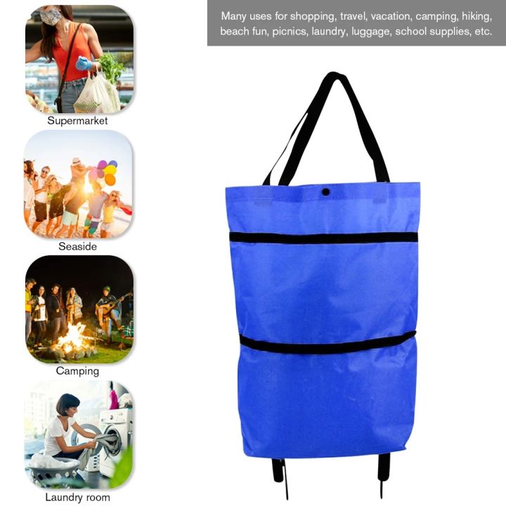 Foldable Shopping Trolley Bag with Wheels – Oxford Cloth
