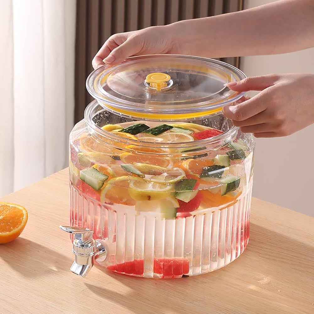 Round Acrylic Juice Beverage Dispenser for Fridge