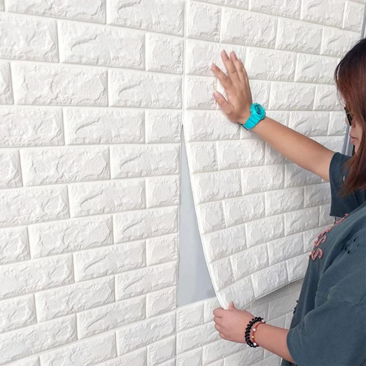 3D Self-Adhesive Tile Brick Wallpaper Waterproof PE Foam Panel 70x77cm