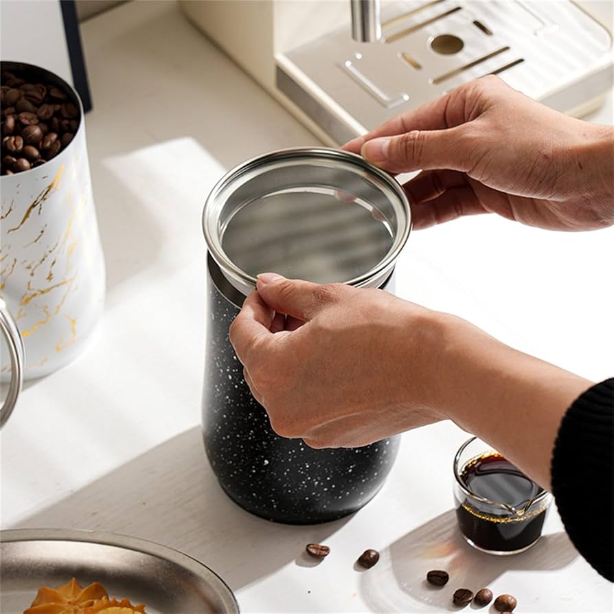 Airtight Coffee Bean Container – Marble Ceramic Storage Jar