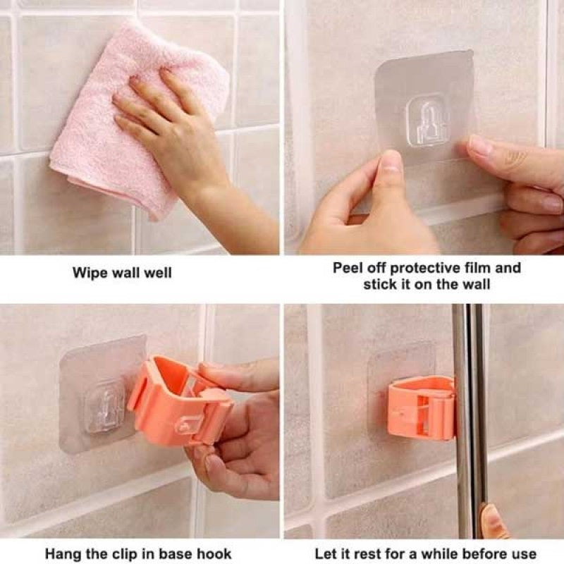 Wall Mounted Mop Holder Broom Hanger Clip Mop Hook Racks 3Pcs