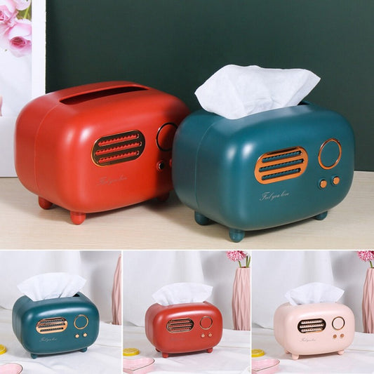 New Retro Radio Style Tissue Box Desktop Paper Holder Decoration Box