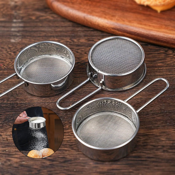 3Pcs Stainless Steel Strainer Set Mini Powder Sieve Set
