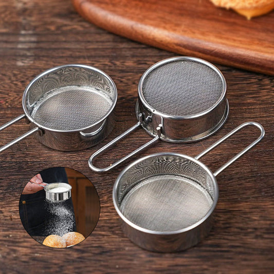 3Pcs Stainless Steel Strainer Set Mini Powder Sieve Set
