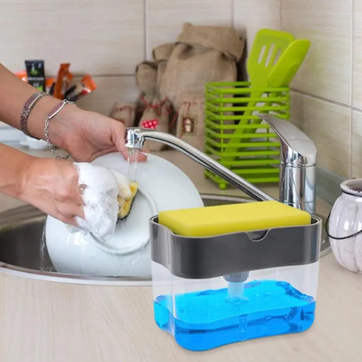 Transparent 2-in-1 Soap Dispenser with Sponge Holder