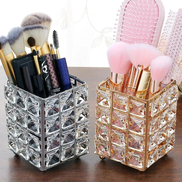 Crystal Makeup Brush Holder – Elegant Cosmetic Organizer
