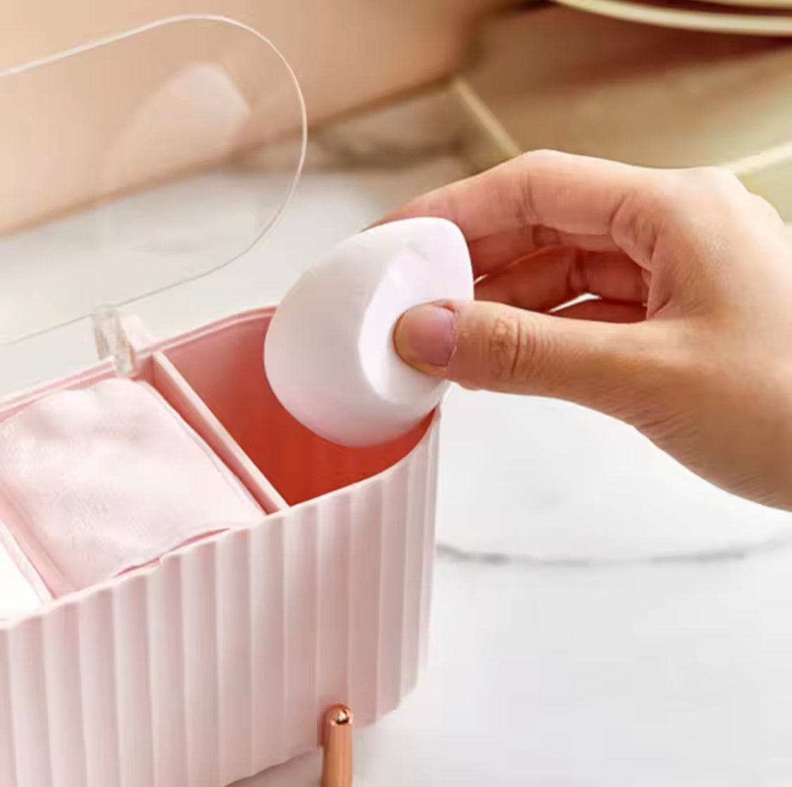 Desktop Makeup Brush and Cotton Pads Organizer