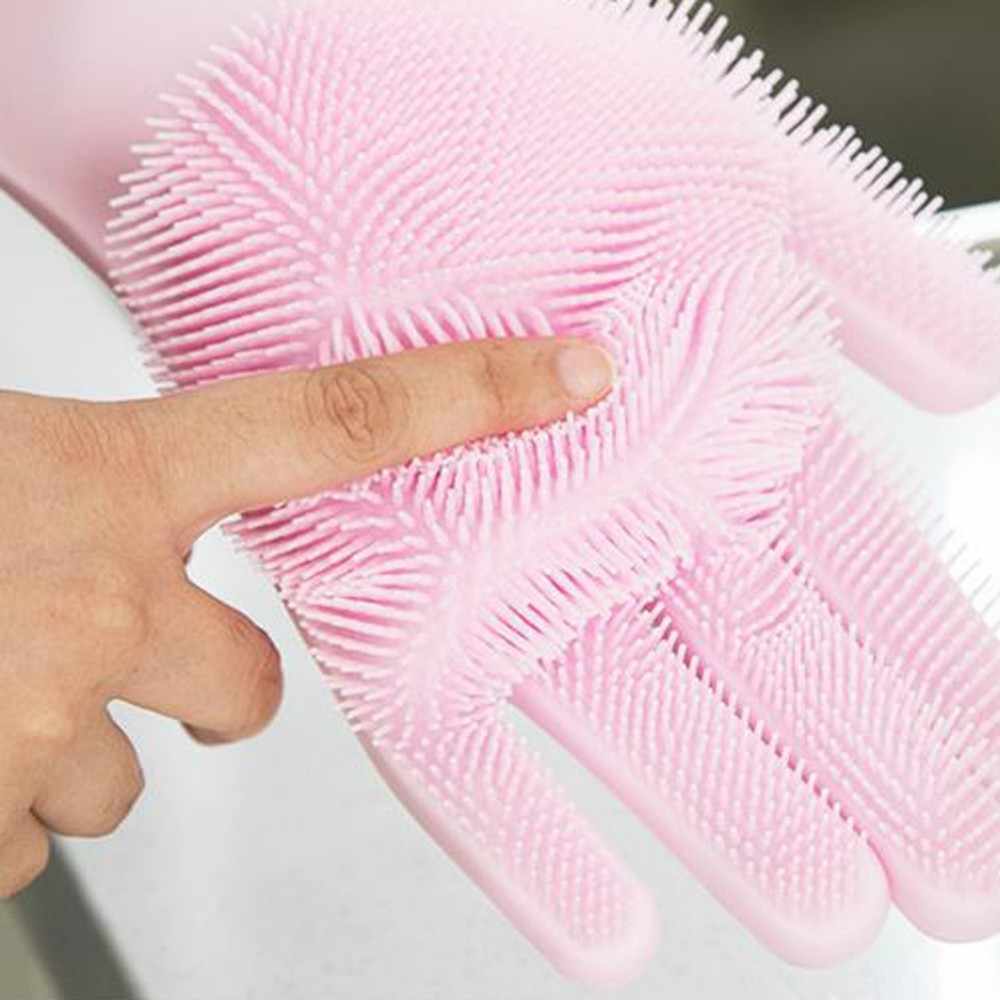 New Multipurpose Reusable Magic Silicone Dish Washing Gloves - 1Pair