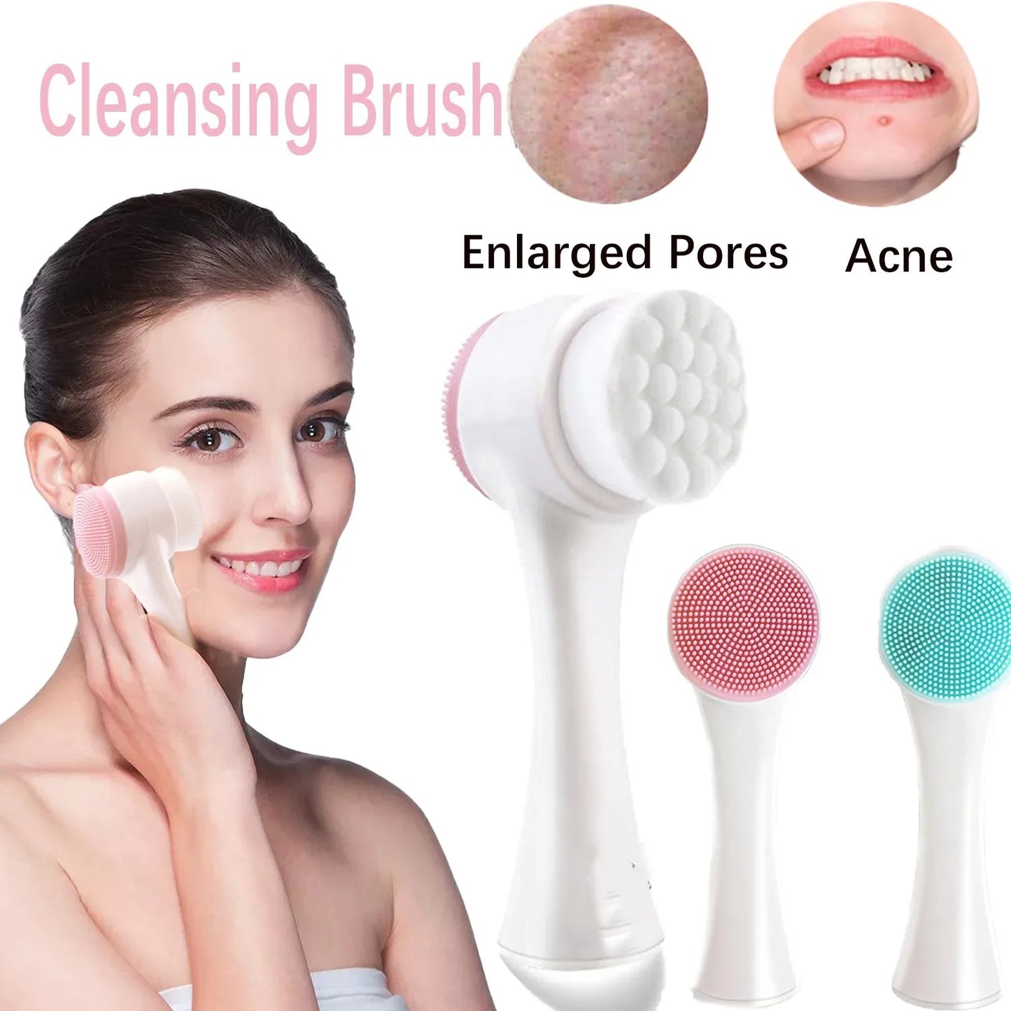 Silicone 2 in 1 Double Sided Facial Cleaning Brush