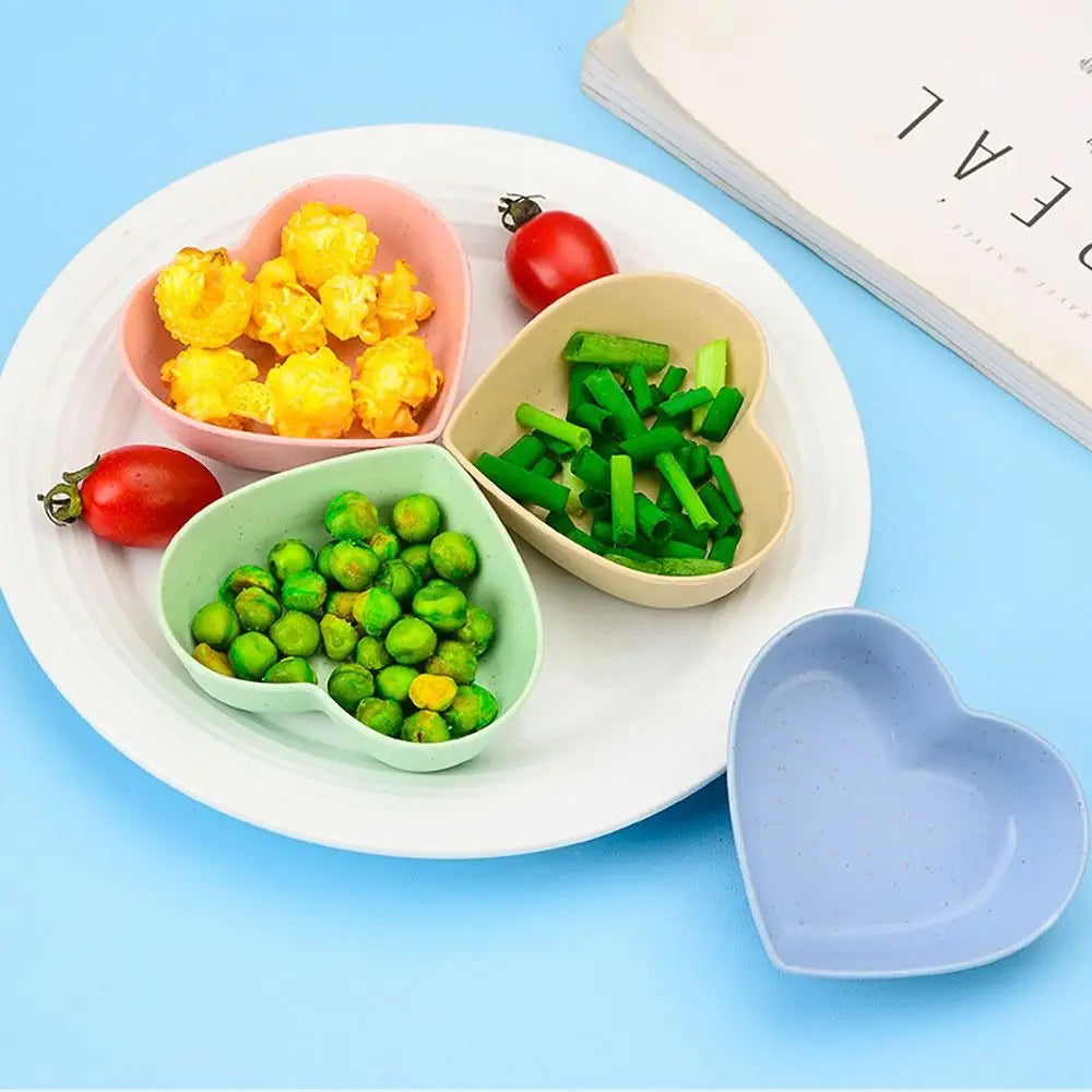 Heart-Shaped Plastic Sauce Plate for Kitchen & Dining 4Pcs