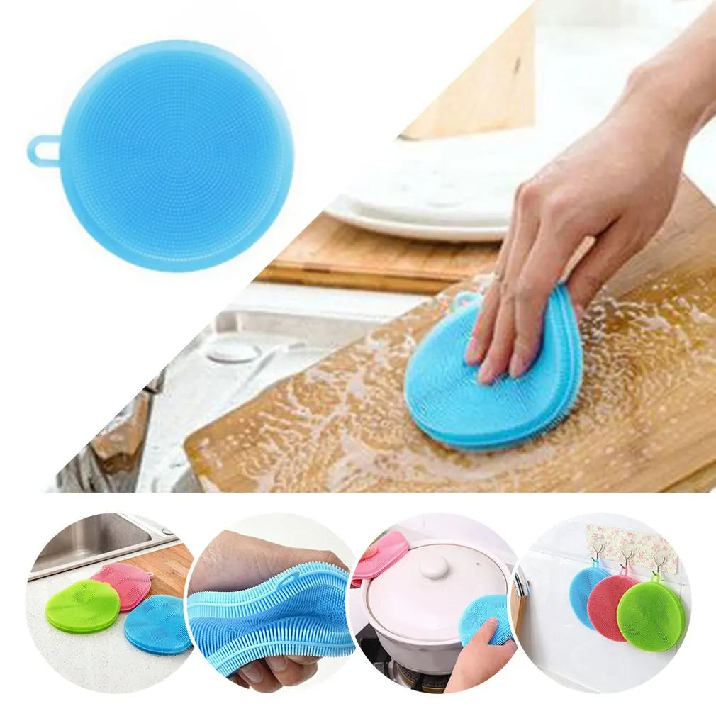 Silicone Dishwashing Scrubber Sponge for Kitchen Cleaning