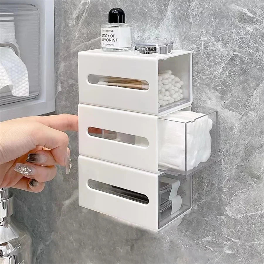 Wall Mounted Cotton Swab Dispenser Organizer