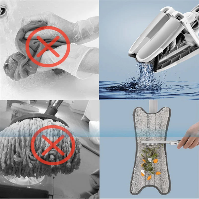 X-Type Flat Floor Mop with Microfiber Pads