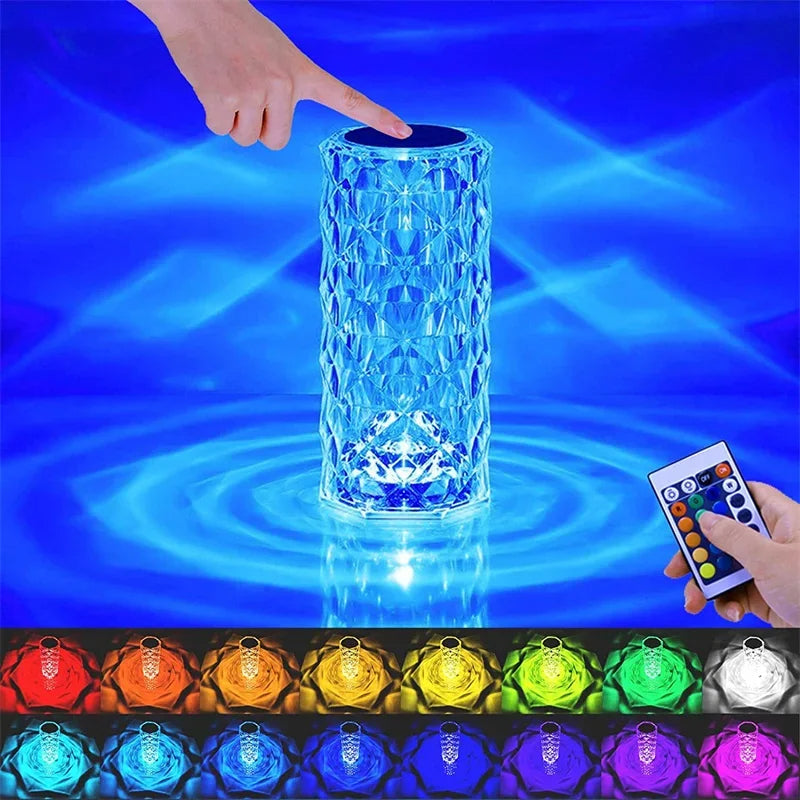 16 Colors LED Crystal Diamond Touch Table Lamp