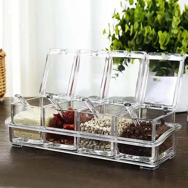 4-Piece Transparent Spice Jar Set for Kitchen
