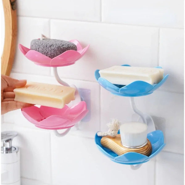 Wall-Mounted Lotus Soap Box – Double Layer Tray