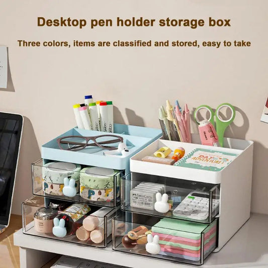 Cute Desk Organizer with Drawer – Pen Holder