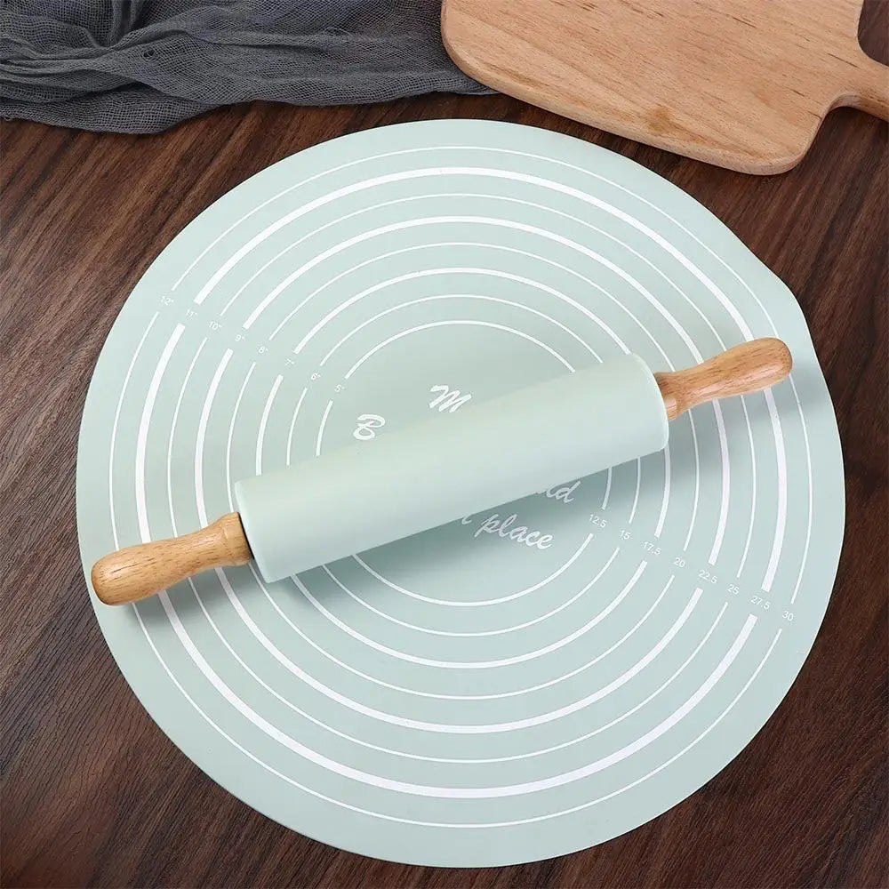 Silicone Dough Mat & Rolling Pin Set – Non-Stick Baking Tool
