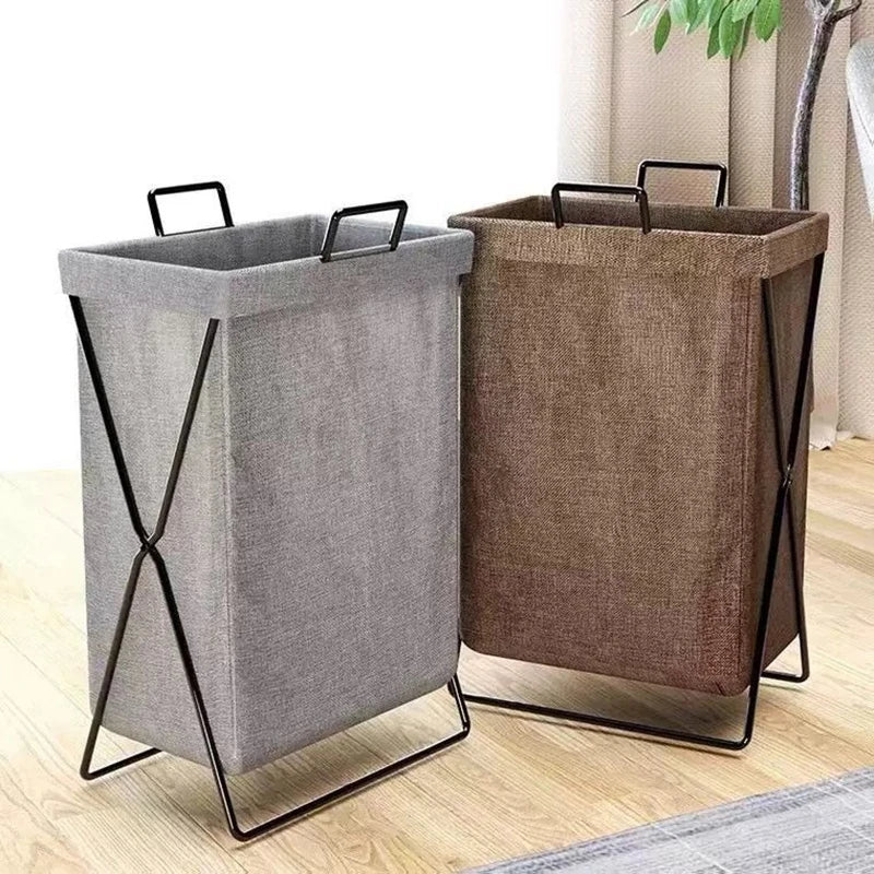 Foldable Laundry Basket with Metal Stand