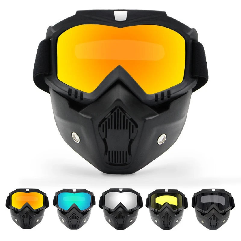Motorcycle Goggles with Face Mask – Helmet Ready