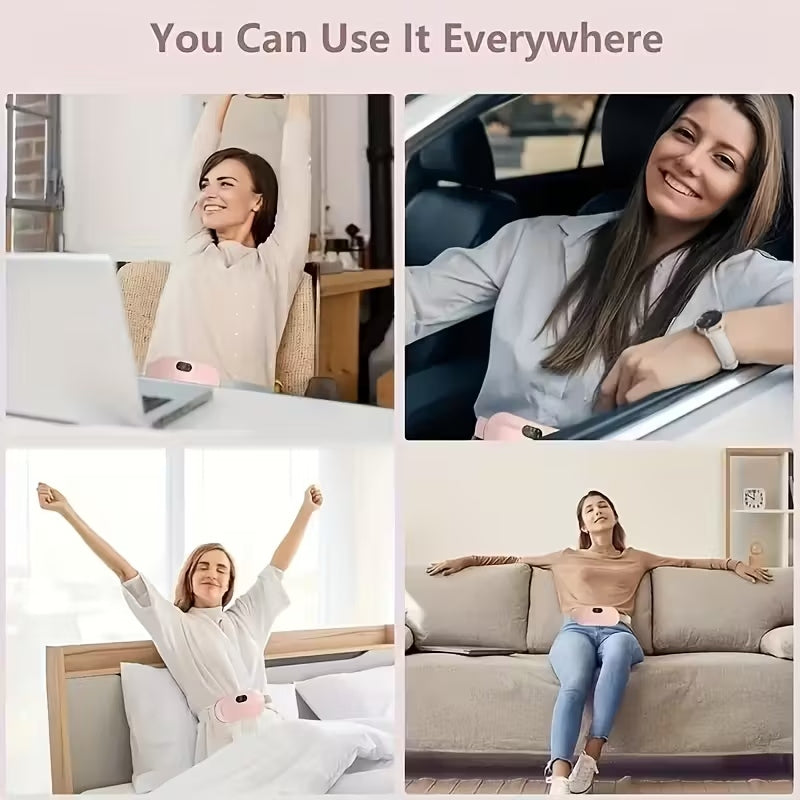 New Period Pain Relief Belt – USB Rechargeable Heating Pad with Vibration for Women