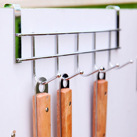 Stainless Steel 5 Hook Hanger Over The Cabinet Hanger Kitchen Accessories - 1Pc