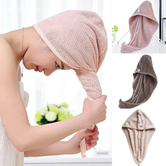 Microfiber Hair Drying Towel Turban Cap for Girls 1Pc