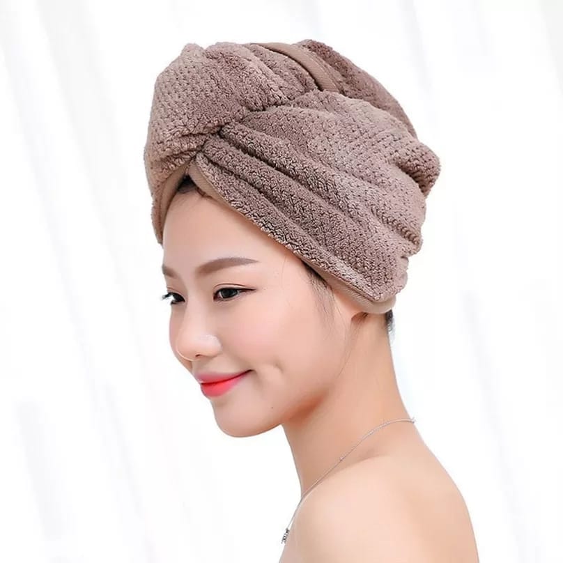 Microfiber Hair Drying Towel Turban Cap for Girls 1Pc