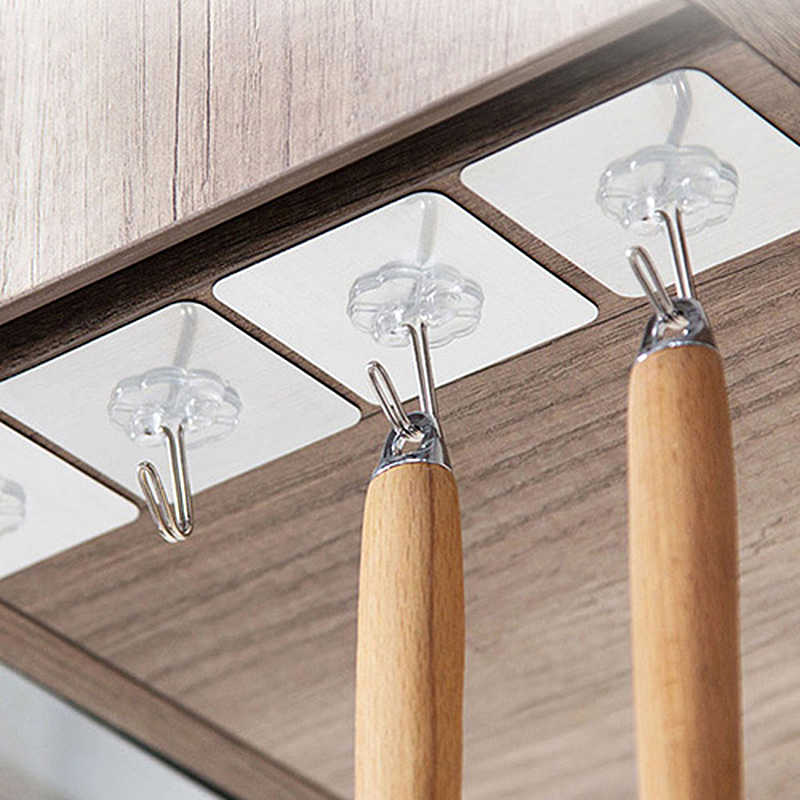 Transparent Self-Adhesive Wall Hooks Waterproof Heavy-Duty 10Kg