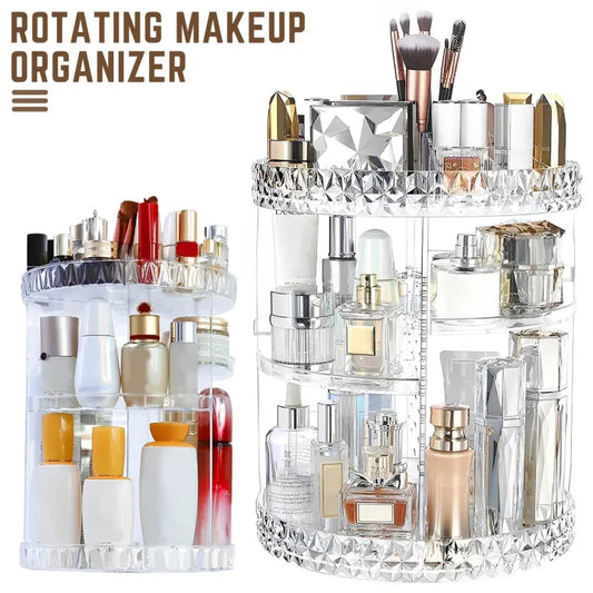 Multifunctional 360° Rotating Transparent Cosmetic and Jewelry Organizer