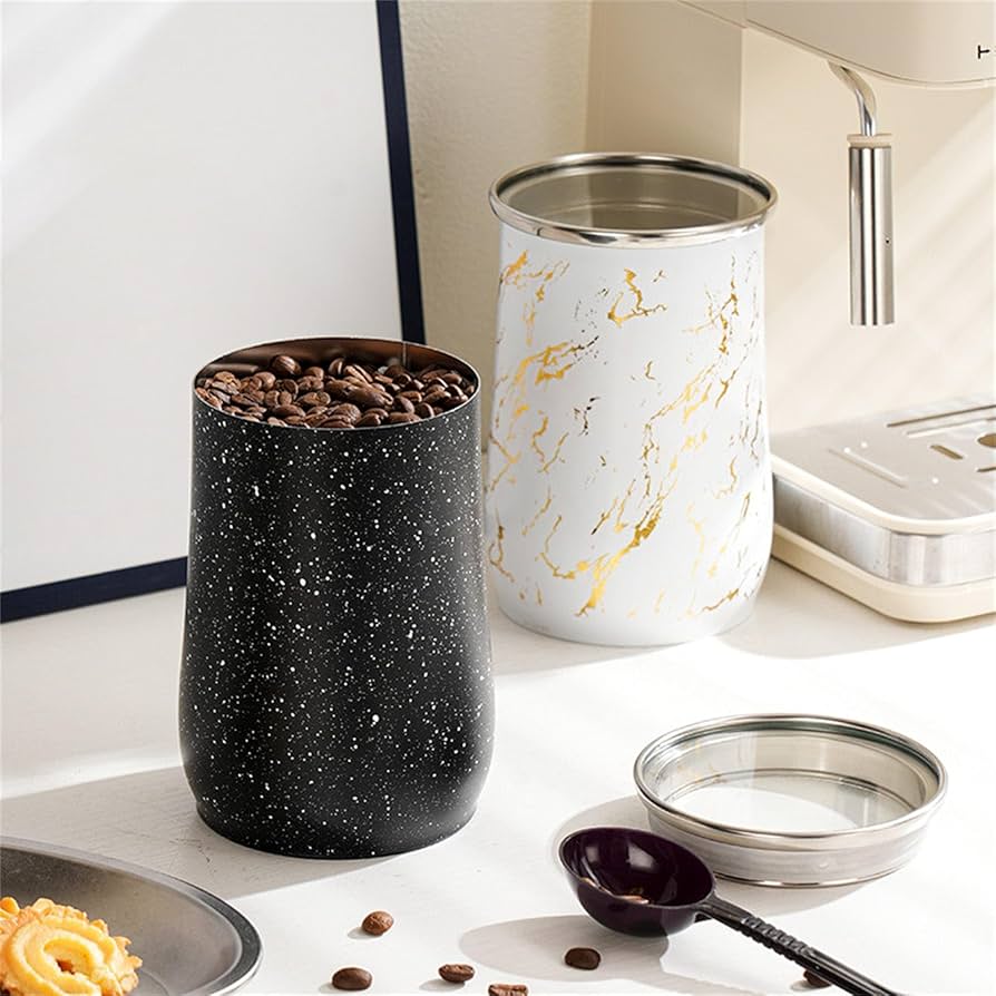 Airtight Coffee Bean Container – Marble Ceramic Storage Jar