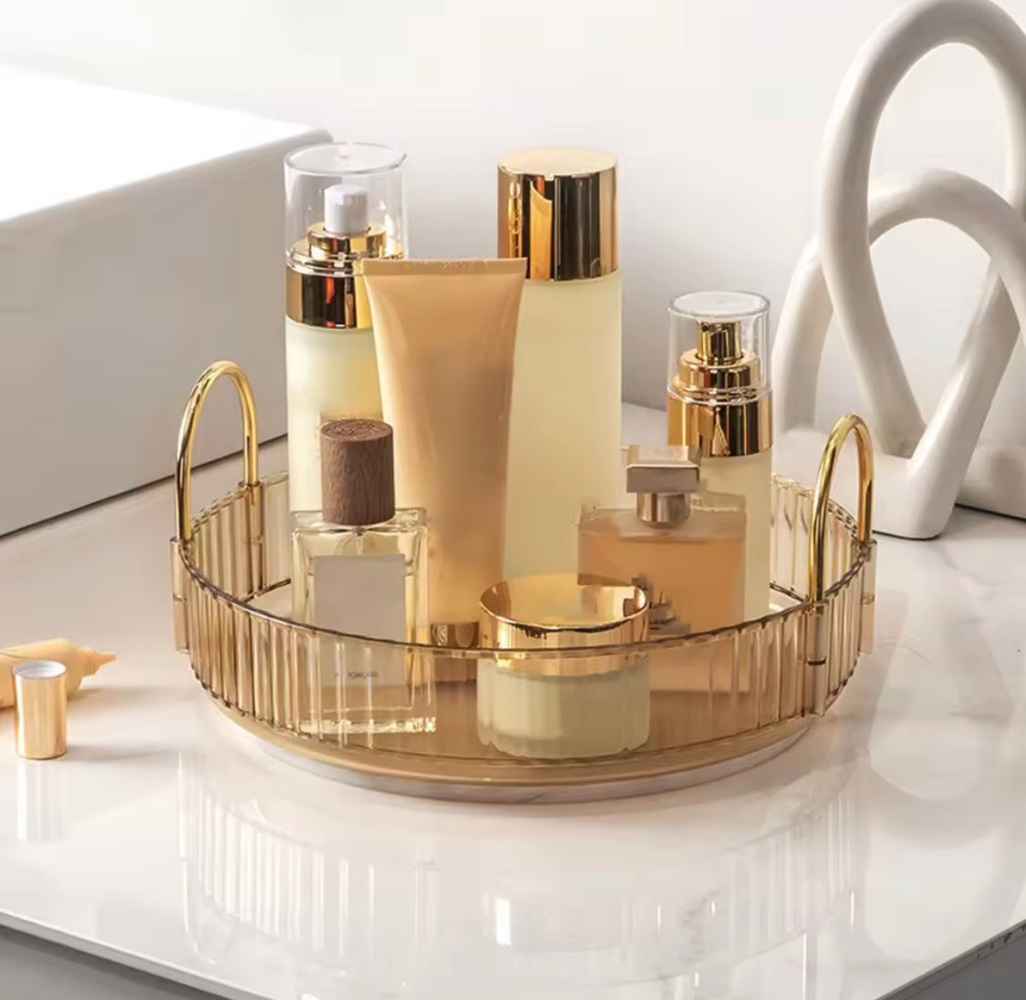 360° Rotating Crystal Cosmetic Organizer Tray
