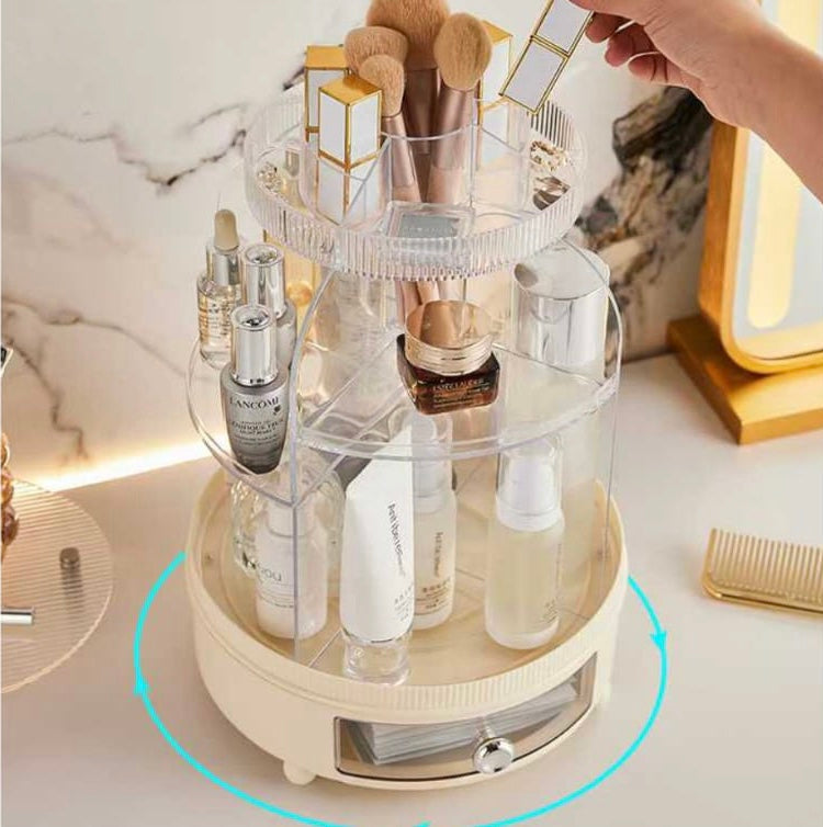360° Rotating Dustproof Makeup Storage Organizer