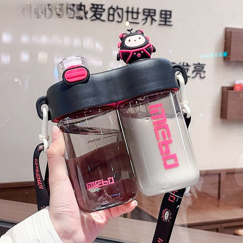 Cartoon Dual Plastic Kids Water Bottle with Lid