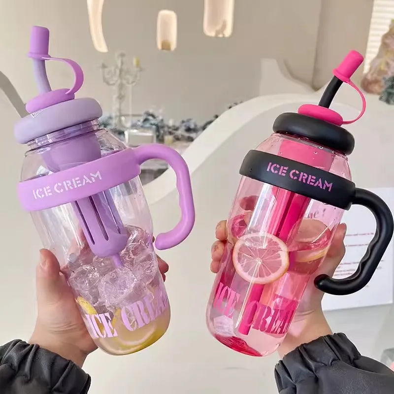 1200ml Sports Water Bottle with Straw and Lid