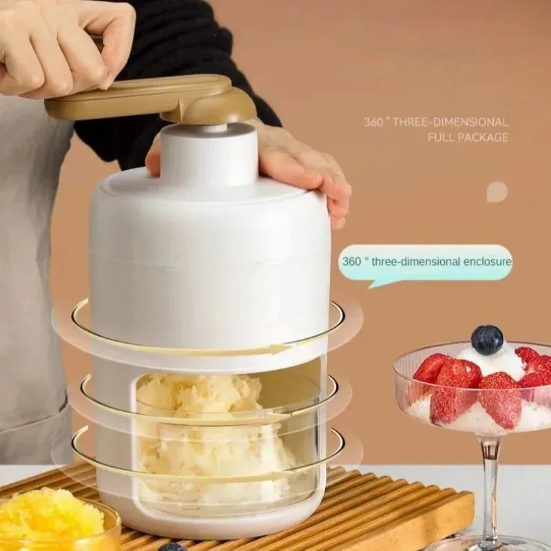 Hand-Operated White Ice Crusher Smoothie & Milkshake Maker
