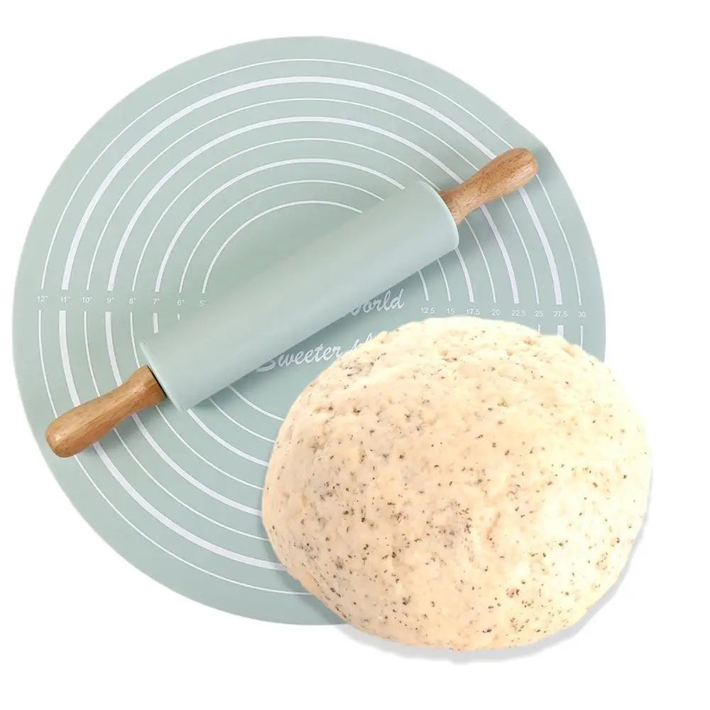 Silicone Dough Mat & Rolling Pin Set – Non-Stick Baking Tool