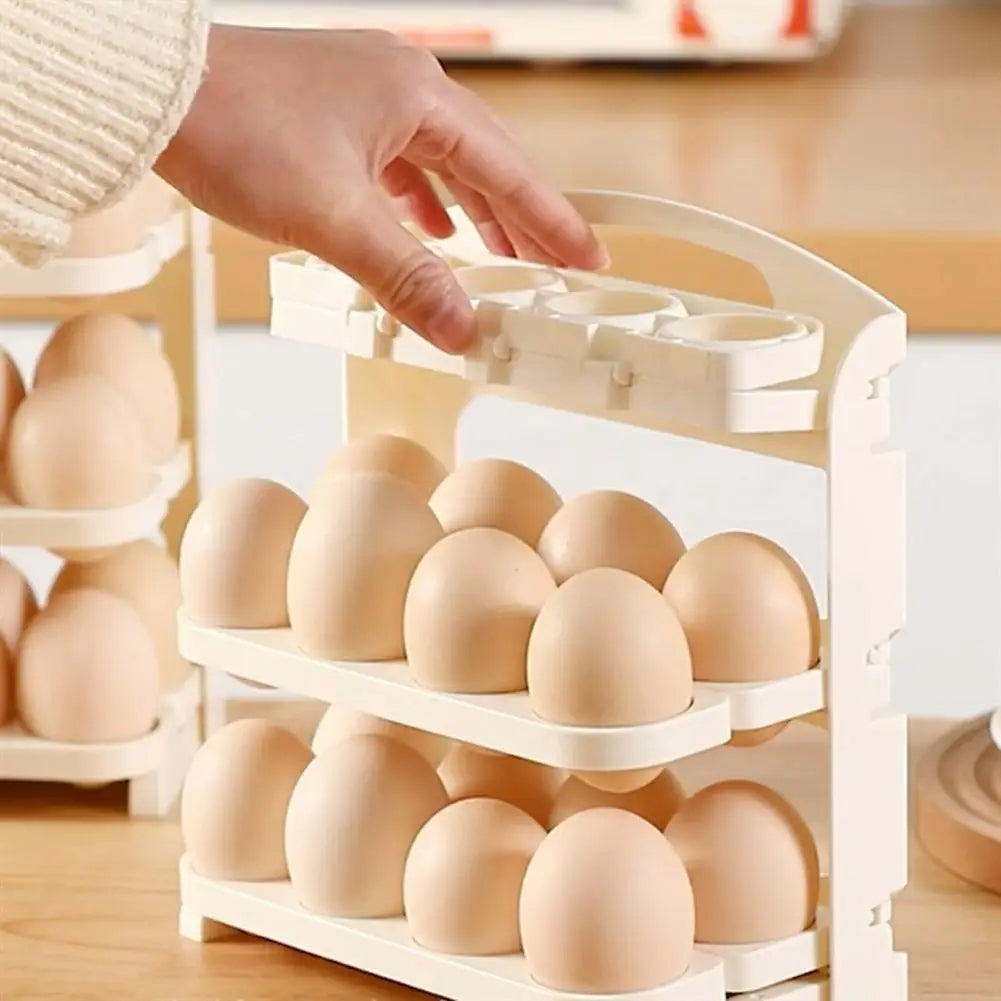 24-Grid Folding Egg Rack Three-Layer Storage Container