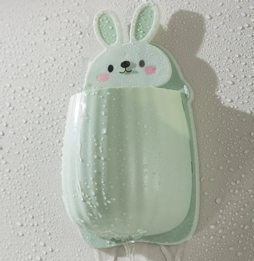 Cute Rabbit Wall-Mounted Toothbrush & Makeup Holder