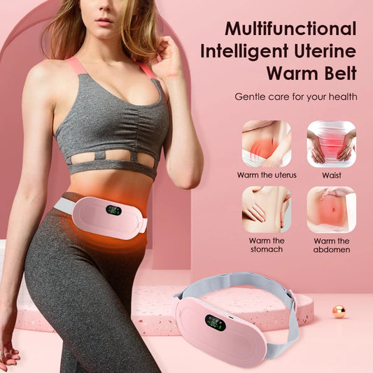 New Period Pain Relief Belt – USB Rechargeable Heating Pad with Vibration for Women